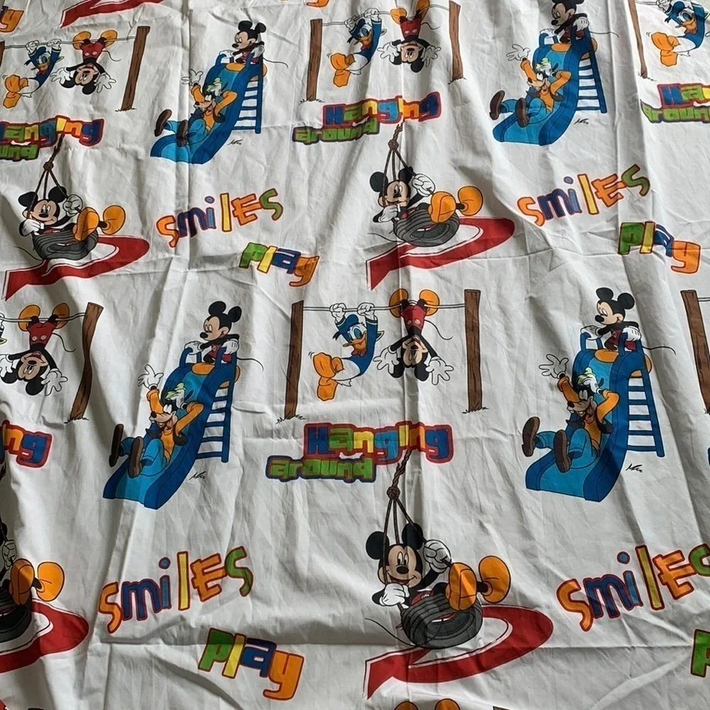 Disney Playground Mickey Mouse Goofy Donald‎ Club House twin flat Bed Sheet
